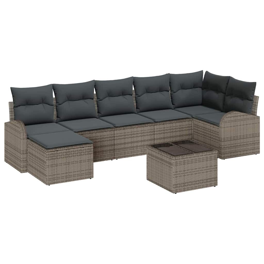 Bankstel met kussen met opslag 8 pcs Grijs poly rattan is nu te koop bij PeponiXL, paradijselijk wonen!