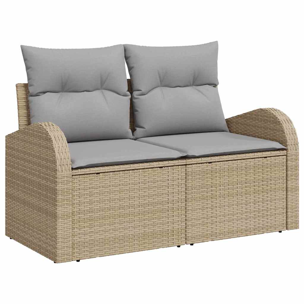 Bankstel met kussen 6 pcs Beige en lichtgrijs poly rattan is nu te koop bij PeponiXL, paradijselijk wonen!
