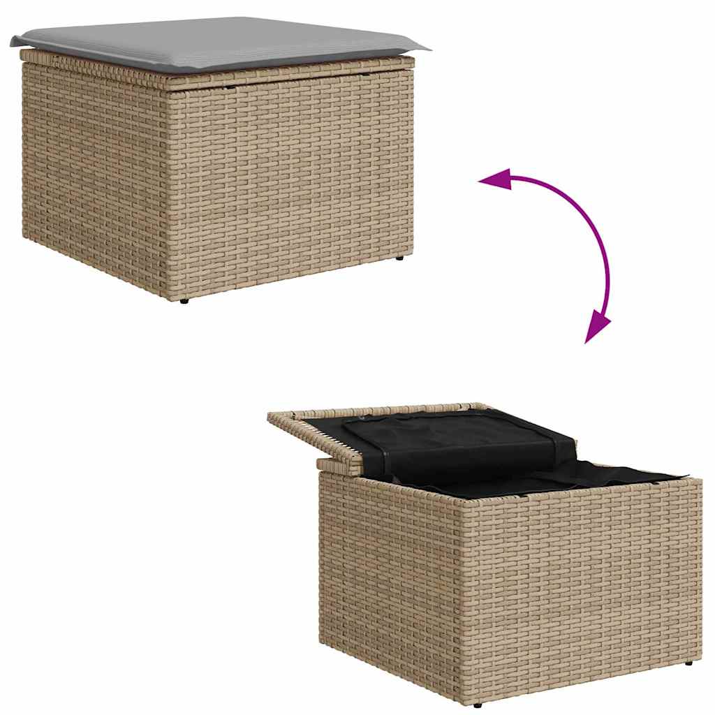 Bankstel met kussen 6 pcs Beige en lichtgrijs poly rattan is nu te koop bij PeponiXL, paradijselijk wonen!
