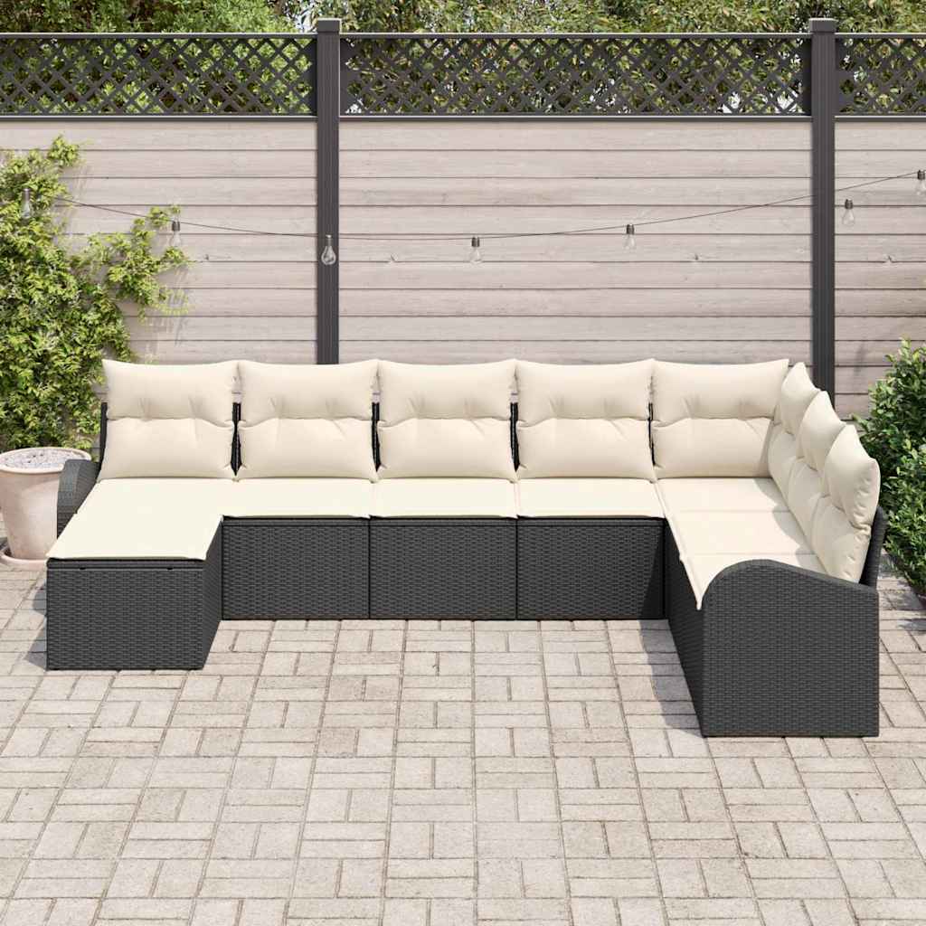 Bankstel met kussen met opslag 8 pcs Zwart en Wit poly rattan is nu te koop bij PeponiXL, paradijselijk wonen!