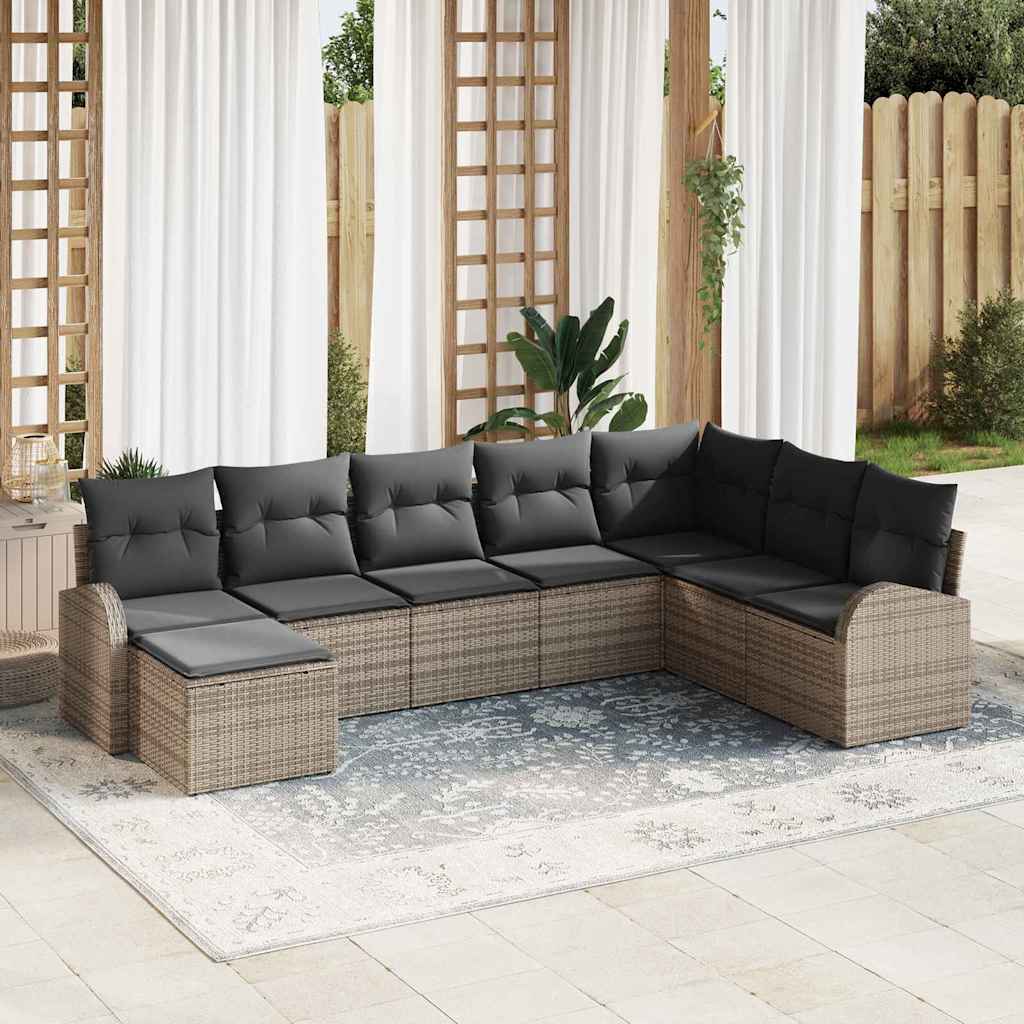 Bankstel met kussen met opslag 8 pcs Grijs poly rattan is nu te koop bij PeponiXL, paradijselijk wonen!
