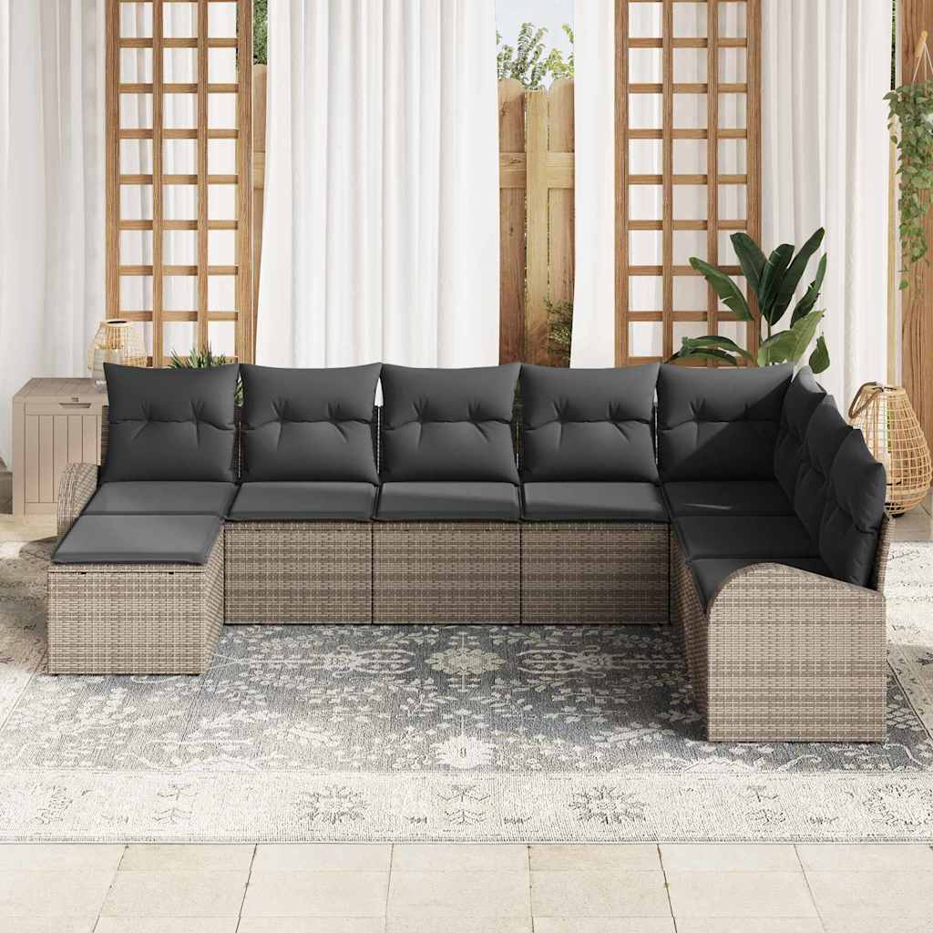 Bankstel met kussen met opslag 8 pcs Grijs poly rattan is nu te koop bij PeponiXL, paradijselijk wonen!