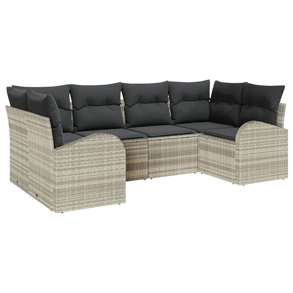 Tuinbankenset met kussen 6 pcs Lichtgrijs poly rattan is nu te koop bij PeponiXL, paradijselijk wonen!