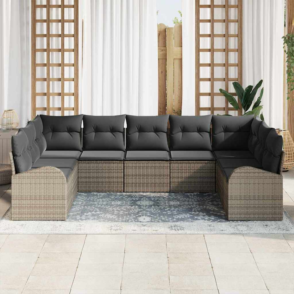 Tuinbankenset met kussen met opslag 9 pcs Grijs poly rattan is nu te koop bij PeponiXL, paradijselijk wonen!