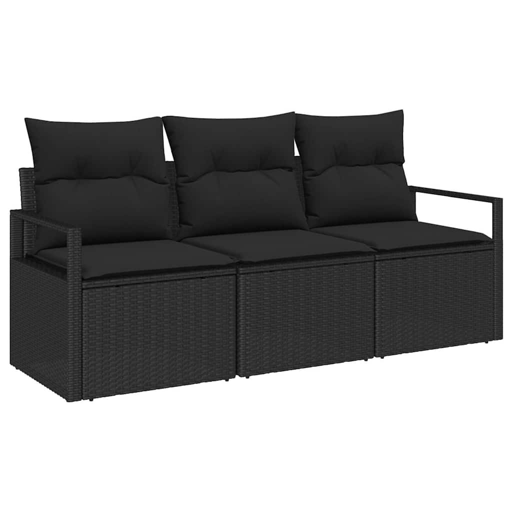 Tuinbankenset met kussen met opslag 3 pcs Zwart poly rattan is nu te koop bij PeponiXL, paradijselijk wonen!