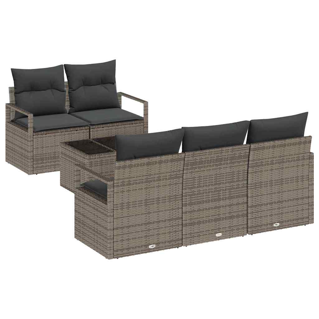 Tuin Sofa Set met kussen met opslag 6 pcs Grijs poly rattan is nu te koop bij PeponiXL, paradijselijk wonen!