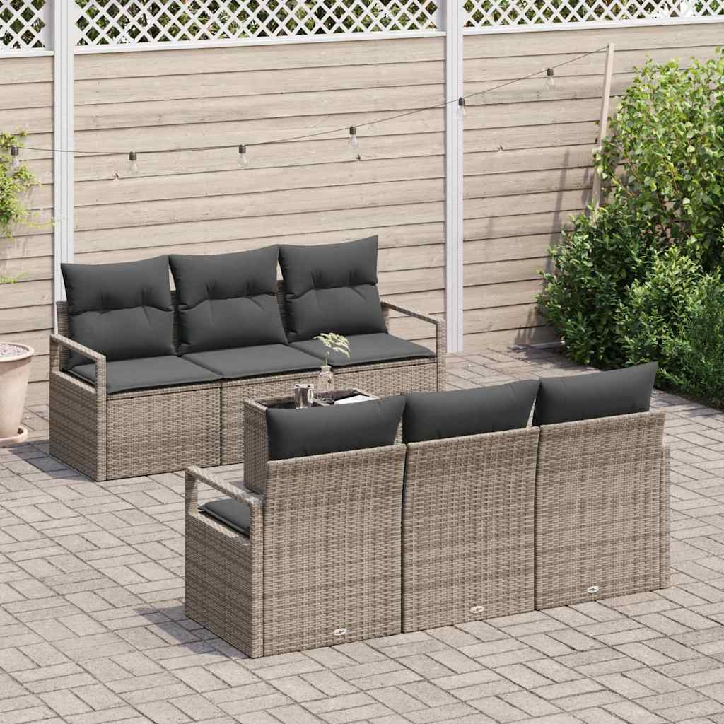 Tuin Sofa Set met kussen met opslag 7 pcs Grijs poly rattan is nu te koop bij PeponiXL, paradijselijk wonen!