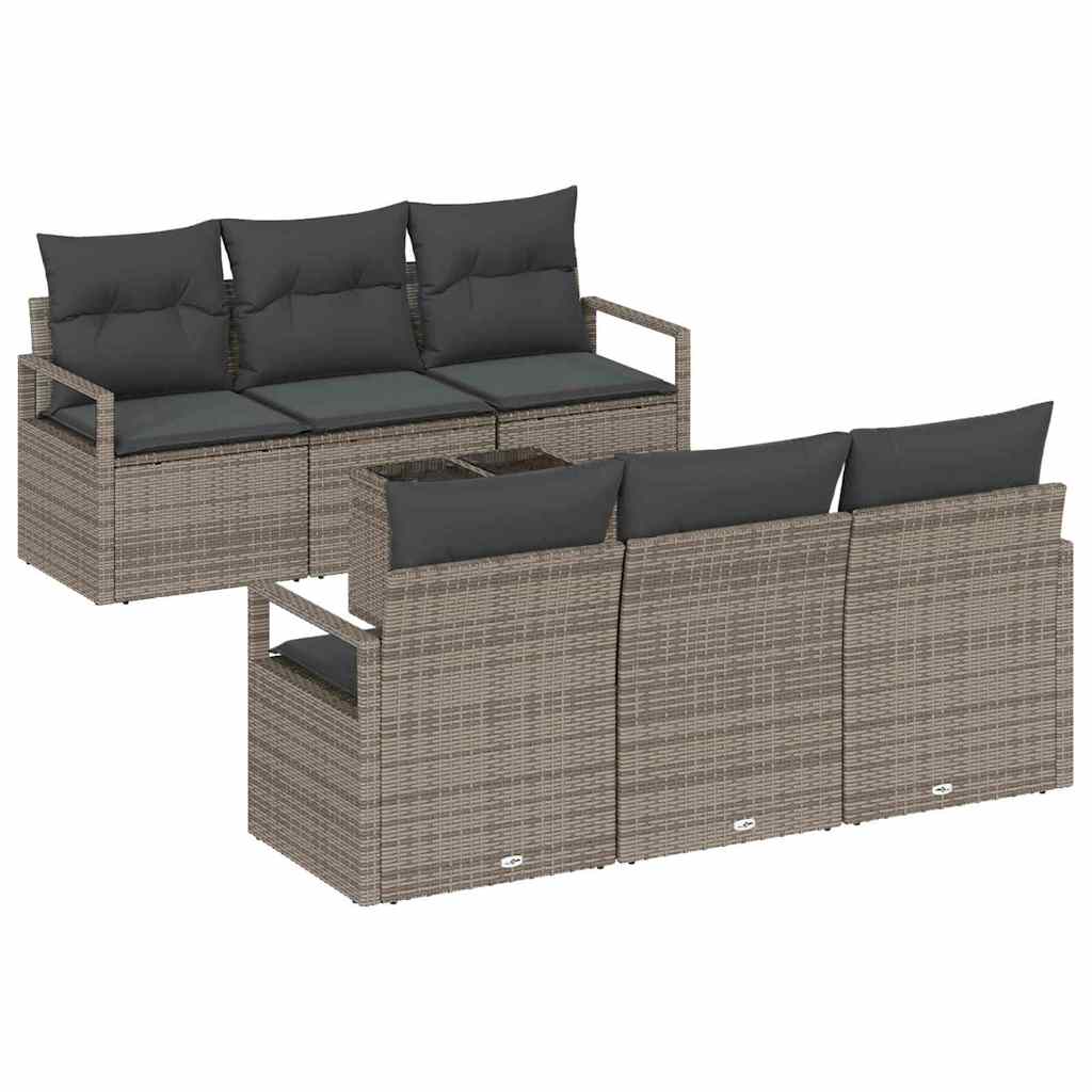 Tuin Sofa Set met kussen met opslag 7 pcs Grijs poly rattan is nu te koop bij PeponiXL, paradijselijk wonen!