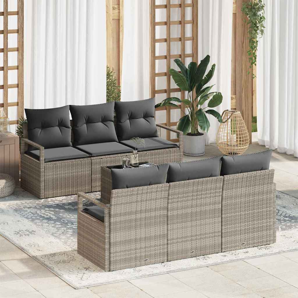 Tuin Sofa Set 7 pcs Licht Grijs en Donker Grijs poly rattan is nu te koop bij PeponiXL, paradijselijk wonen!