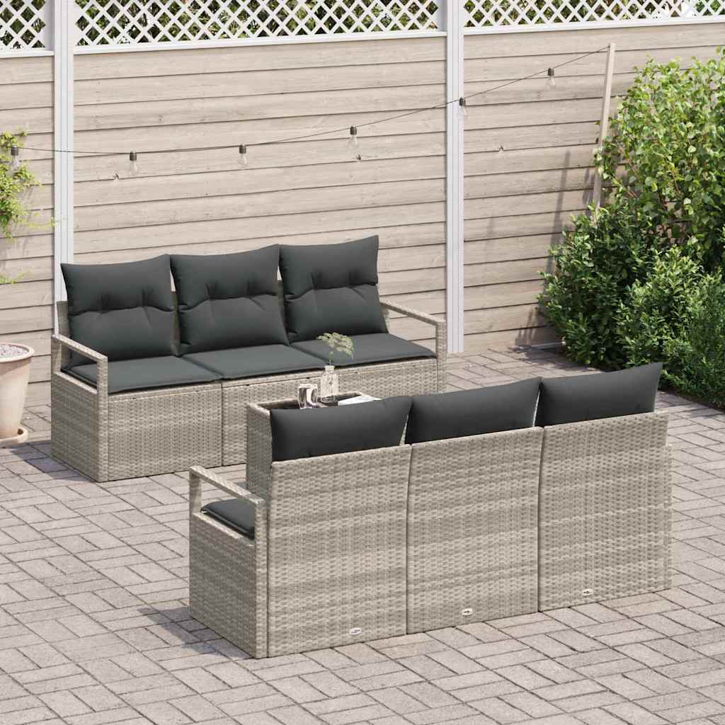 Tuin Sofa Set 7 pcs Licht Grijs en Donker Grijs poly rattan is nu te koop bij PeponiXL, paradijselijk wonen!