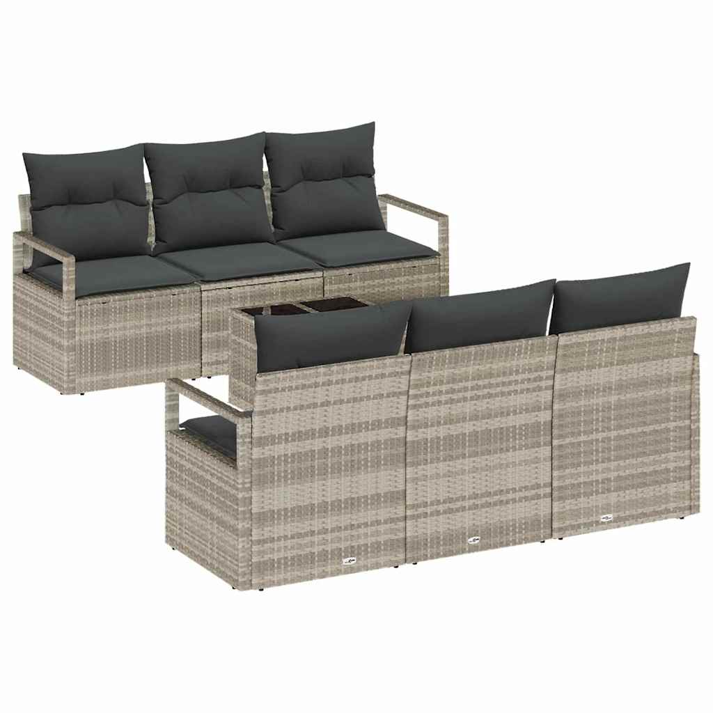Tuin Sofa Set 7 pcs Licht Grijs en Donker Grijs poly rattan is nu te koop bij PeponiXL, paradijselijk wonen!