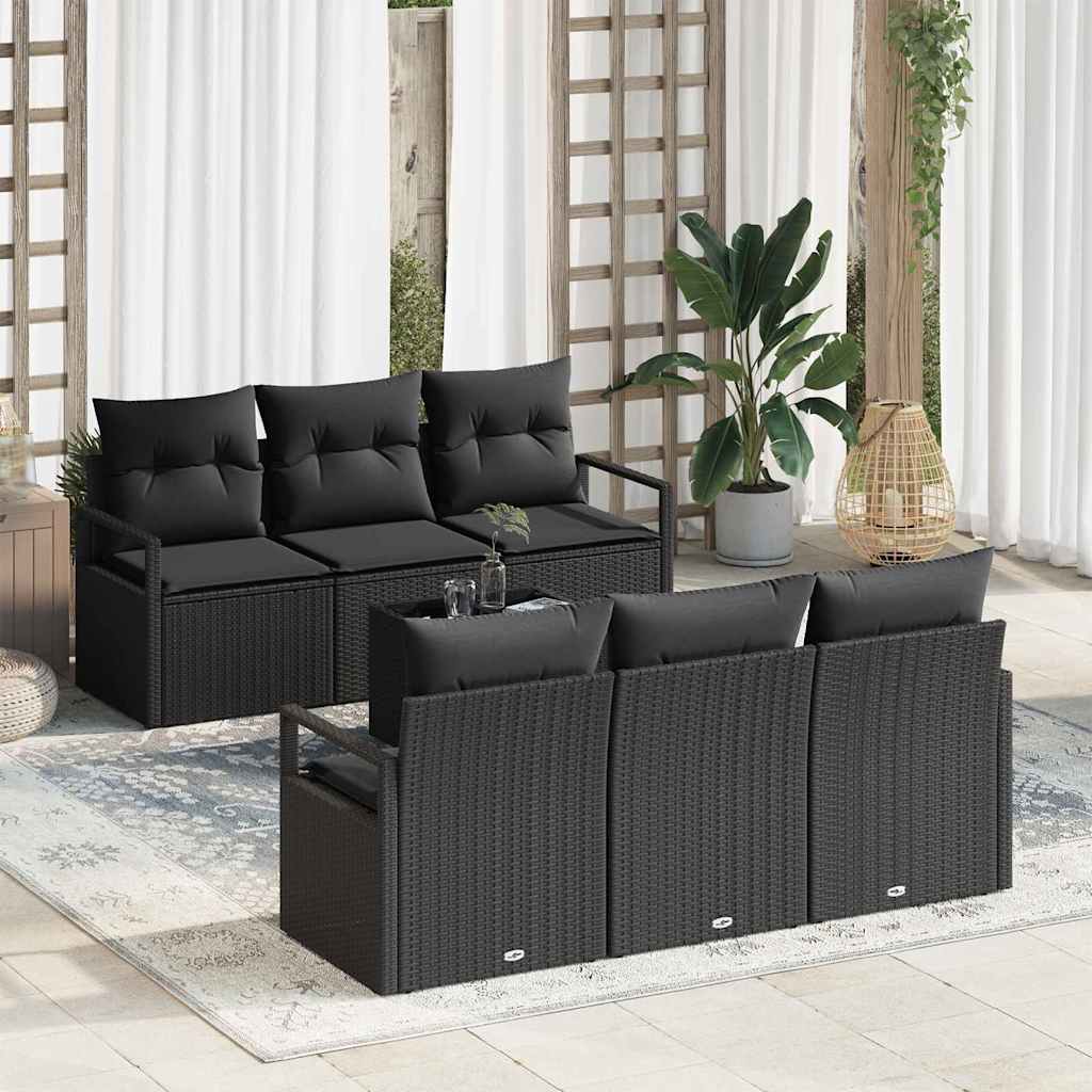 Tuin Sofa Set met kussen met opslag 7 pcs Zwart poly rattan is nu te koop bij PeponiXL, paradijselijk wonen!