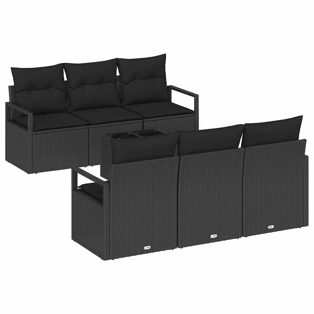 Tuin Sofa Set met kussen met opslag 7 pcs Zwart poly rattan is nu te koop bij PeponiXL, paradijselijk wonen!