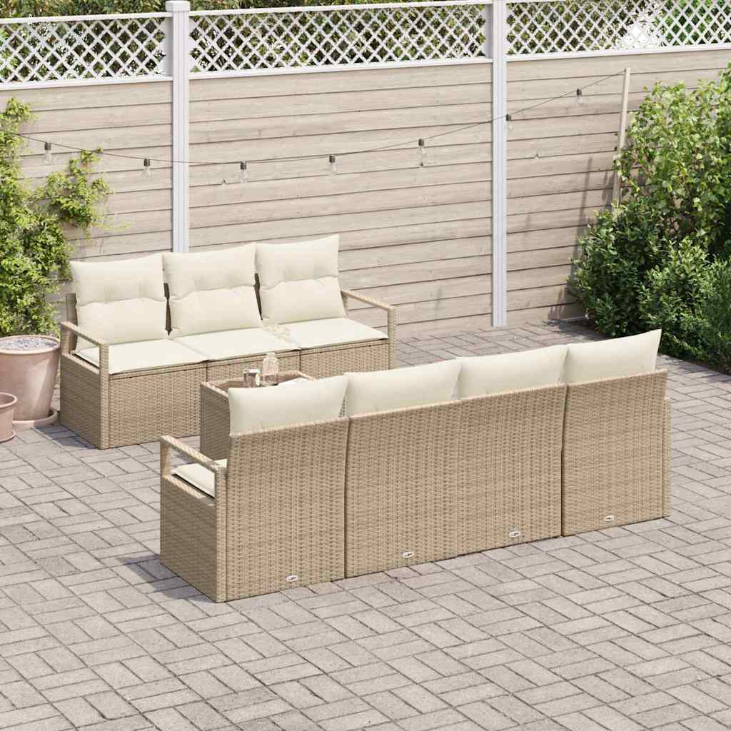Tuin Sofa Set met kussen 8 pcs Beige en Crème poly rattan is nu te koop bij PeponiXL, paradijselijk wonen!