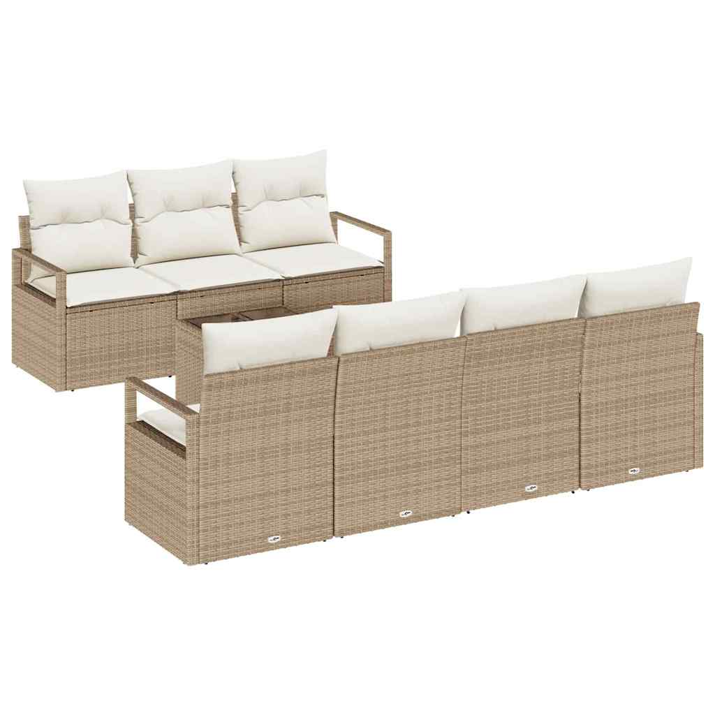 Tuin Sofa Set met kussen 8 pcs Beige en Crème poly rattan is nu te koop bij PeponiXL, paradijselijk wonen!