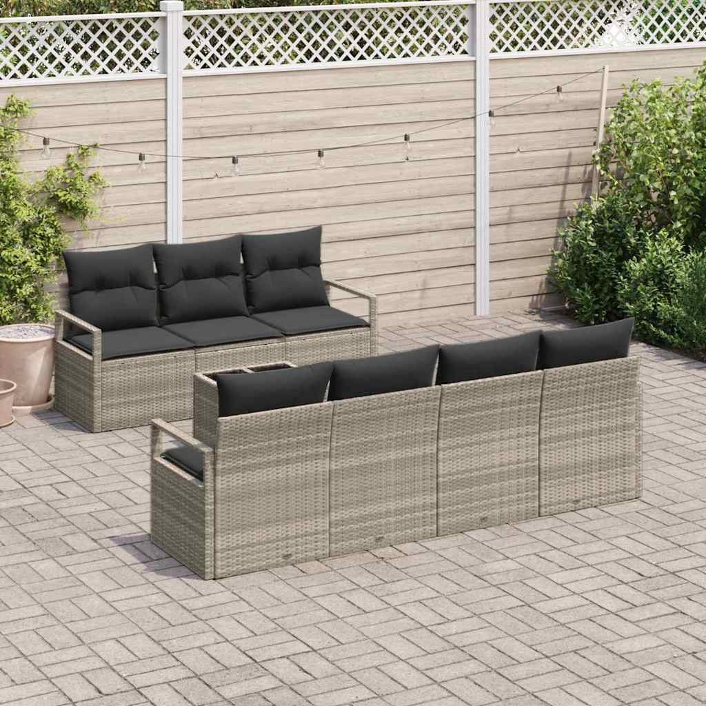 Tuin Sofa Set 8 pcs Licht Grijs en Donker Grijs poly rattan is nu te koop bij PeponiXL, paradijselijk wonen!