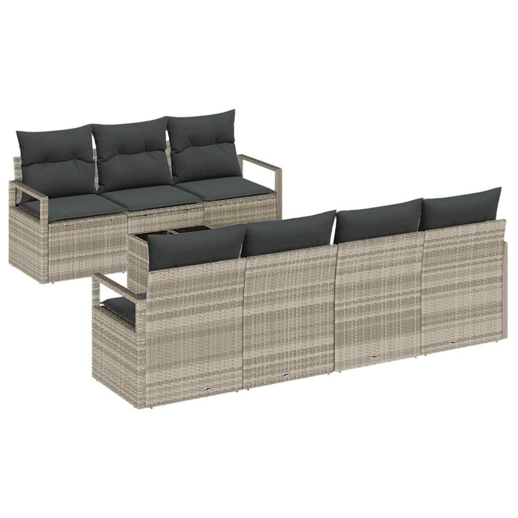 Tuin Sofa Set 8 pcs Licht Grijs en Donker Grijs poly rattan is nu te koop bij PeponiXL, paradijselijk wonen!