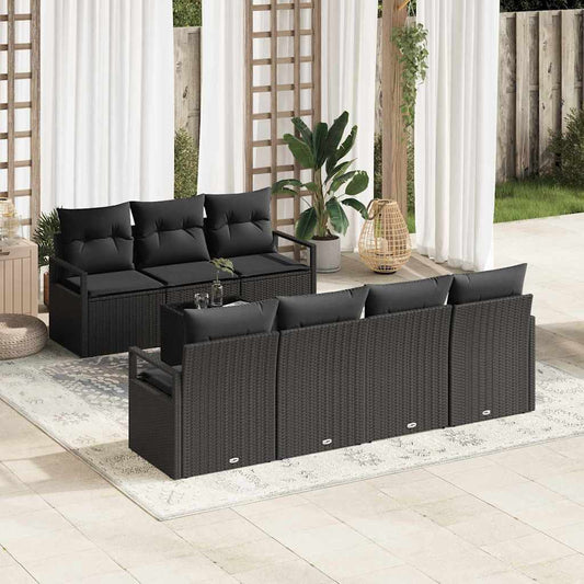 Tuin Sofa Set met kussen met opslag 8 pcs Zwart poly rattan is nu te koop bij PeponiXL, paradijselijk wonen!