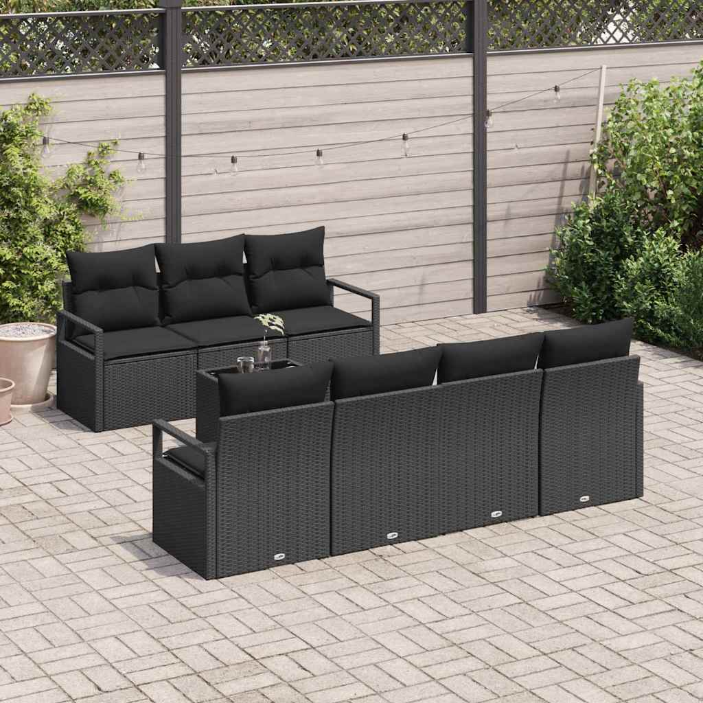 Tuin Sofa Set met kussen met opslag 8 pcs Zwart poly rattan is nu te koop bij PeponiXL, paradijselijk wonen!