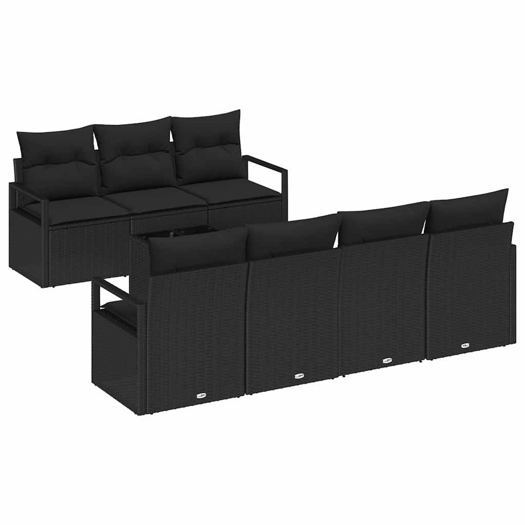 Tuin Sofa Set met kussen met opslag 8 pcs Zwart poly rattan is nu te koop bij PeponiXL, paradijselijk wonen!