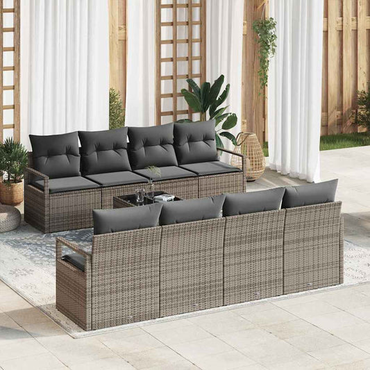 Tuin Sofa Set met kussen met opslag 9 pcs Grijs poly rattan is nu te koop bij PeponiXL, paradijselijk wonen!