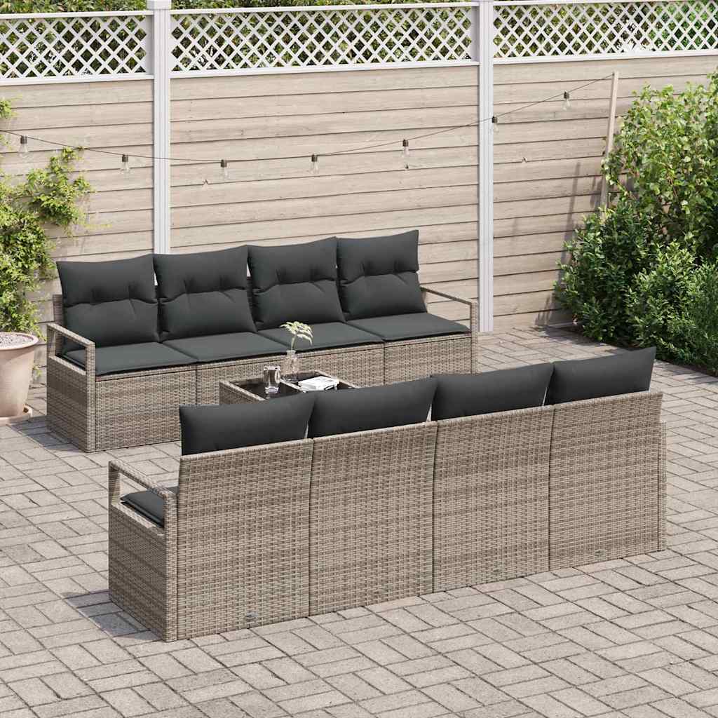 Tuin Sofa Set met kussen met opslag 9 pcs Grijs poly rattan is nu te koop bij PeponiXL, paradijselijk wonen!