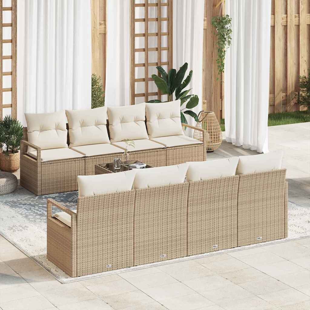 Tuin Sofa Set met kussen 9 pcs Beige en Crème poly rattan is nu te koop bij PeponiXL, paradijselijk wonen!