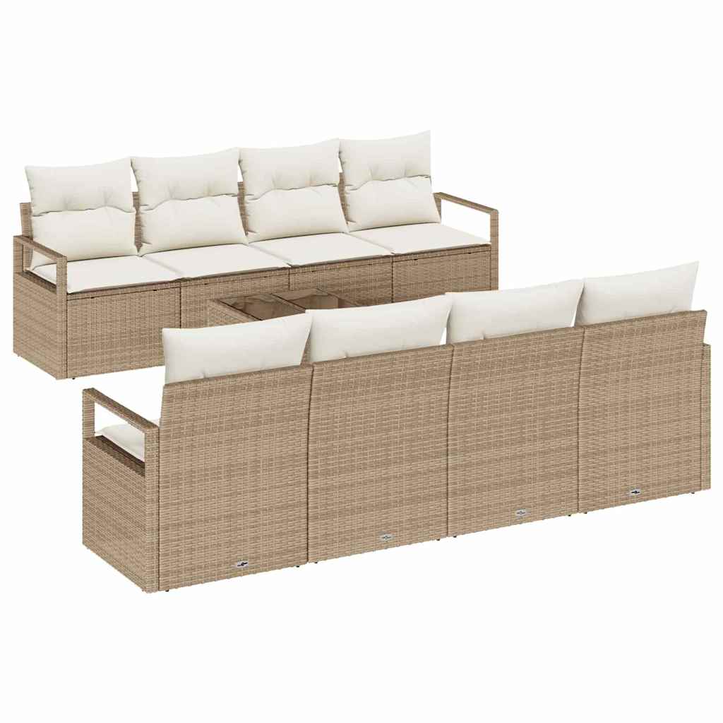 Tuin Sofa Set met kussen 9 pcs Beige en Crème poly rattan is nu te koop bij PeponiXL, paradijselijk wonen!