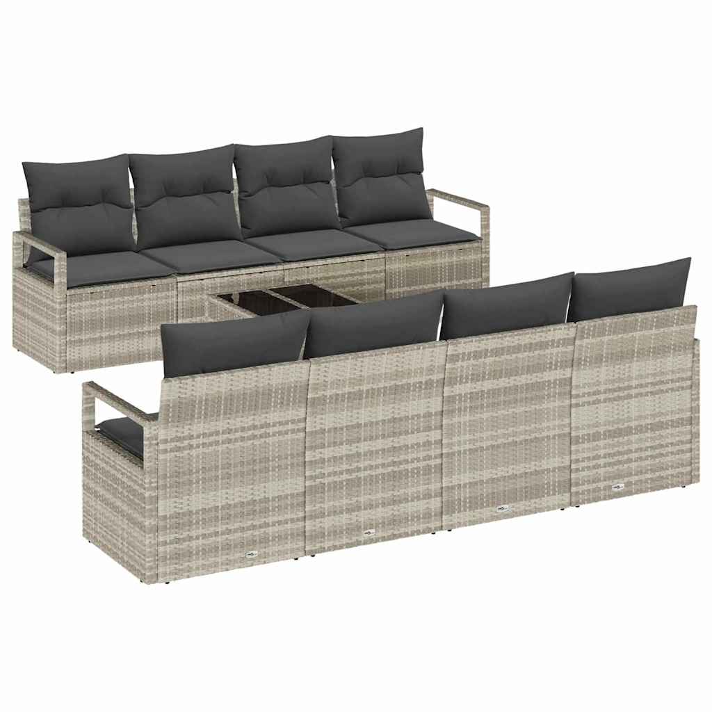 Tuin Sofa Set 9 pcs Licht Grijs en Donker Grijs poly rattan is nu te koop bij PeponiXL, paradijselijk wonen!