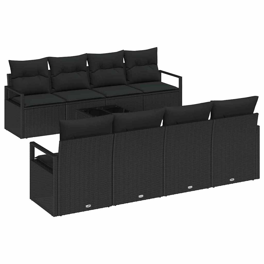 Tuin Sofa Set met kussen met opslag 9 pcs Zwart poly rattan is nu te koop bij PeponiXL, paradijselijk wonen!