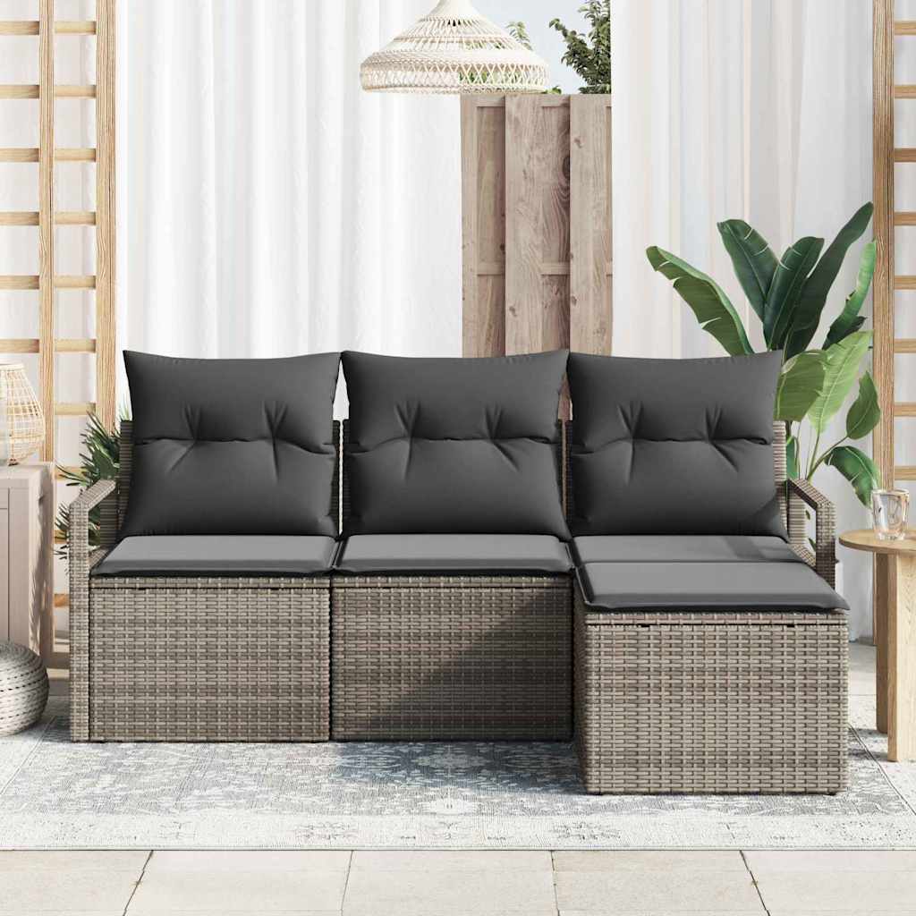 Bankstel met kussen met opslag 4 pcs Grijs poly rattan is nu te koop bij PeponiXL, paradijselijk wonen!