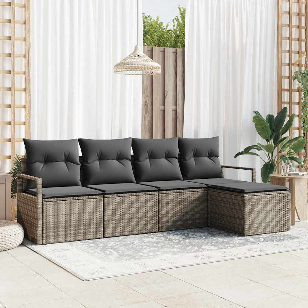 Bankstel met kussen met opslag 5 pcs Grijs poly rattan is nu te koop bij PeponiXL, paradijselijk wonen!