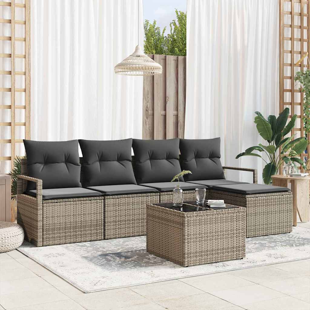 Bankstel met kussen met opslag 6 pcs Lichtgrijs poly rattan is nu te koop bij PeponiXL, paradijselijk wonen!