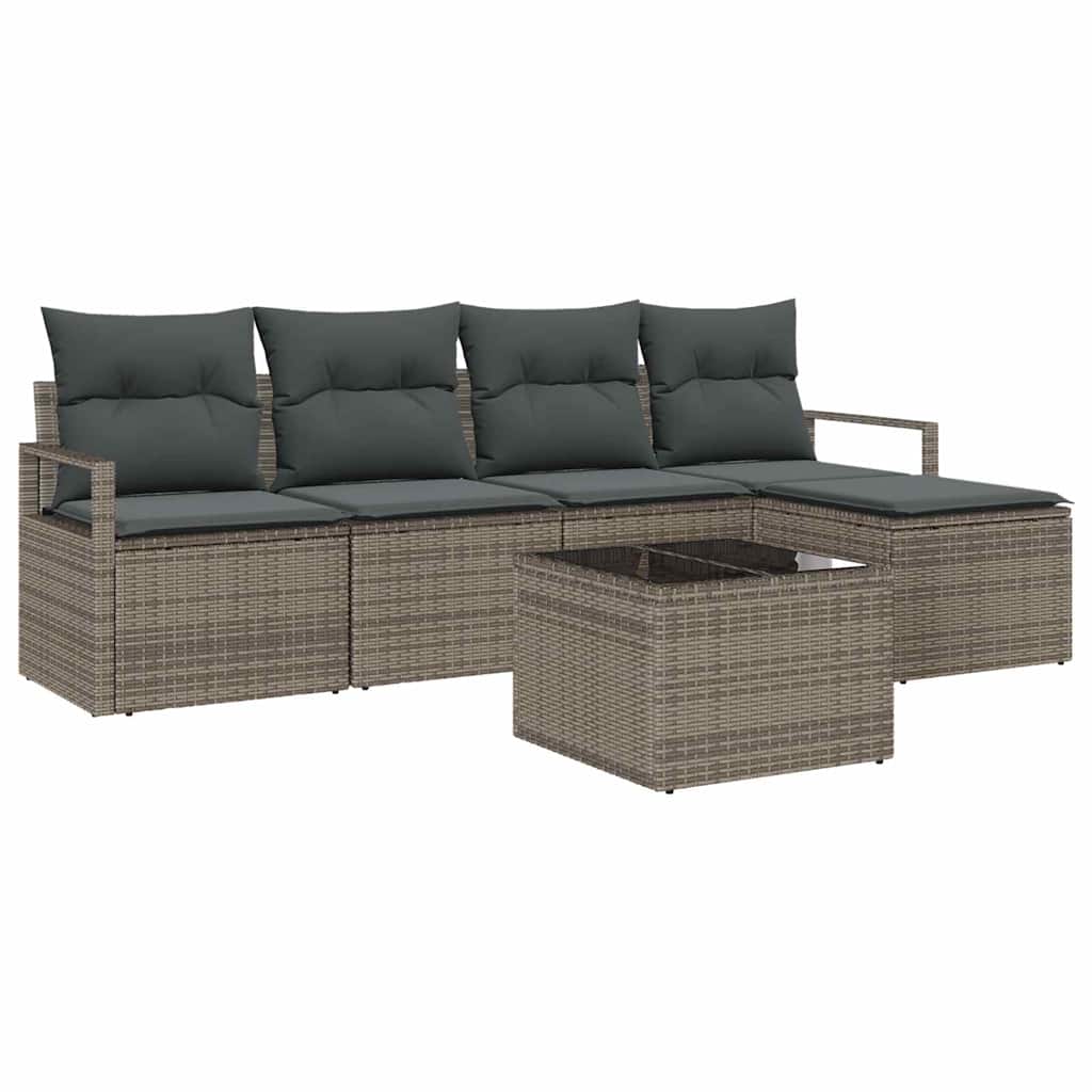Bankstel met kussen met opslag 6 pcs Lichtgrijs poly rattan is nu te koop bij PeponiXL, paradijselijk wonen!