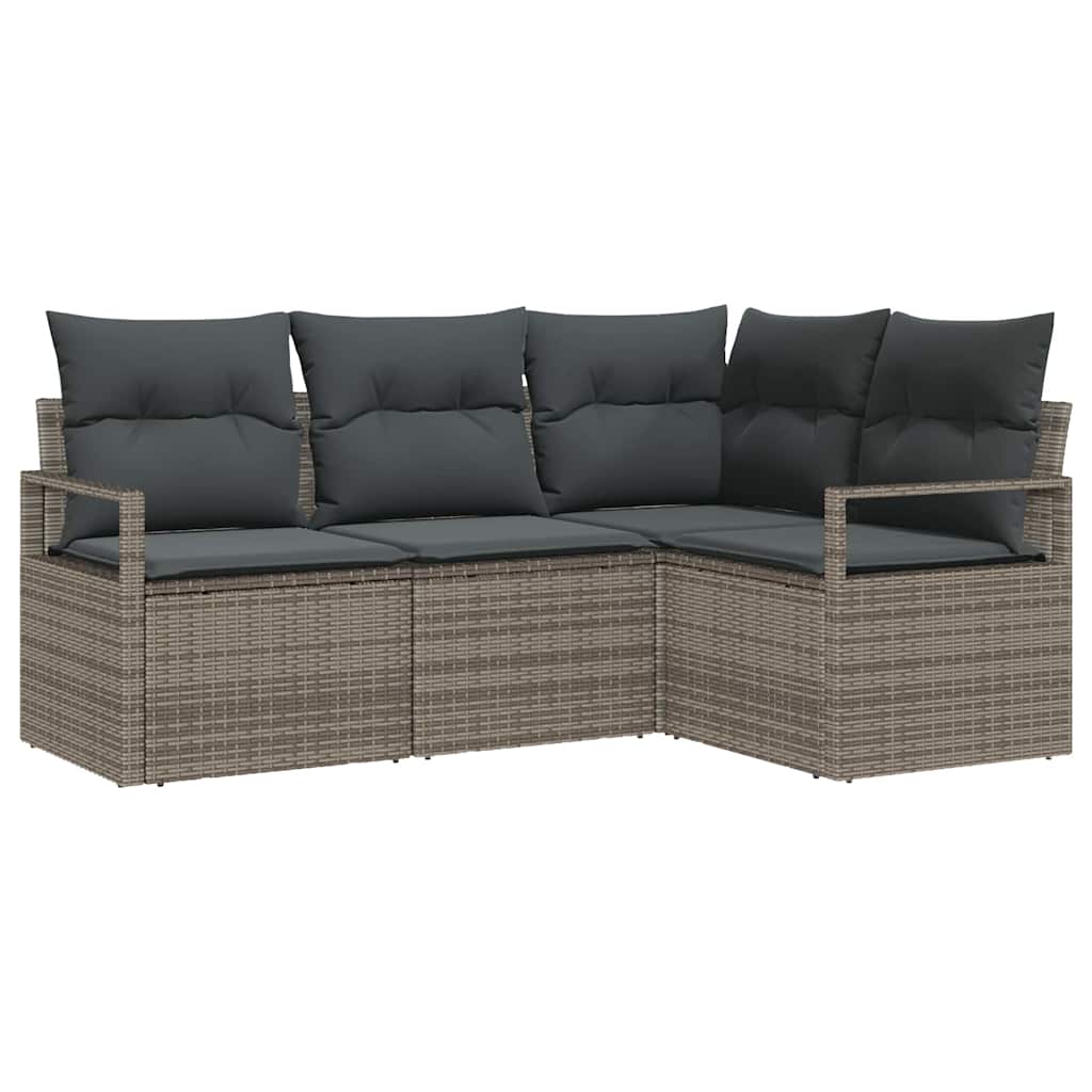 Bankstel met kussen met opslag 4 pcs Grijs poly rattan is nu te koop bij PeponiXL, paradijselijk wonen!