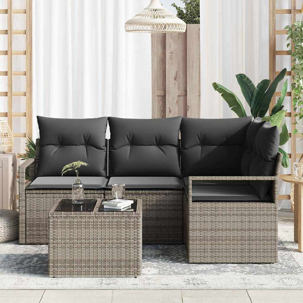 Bankstel met kussen met opslag 5 pcs Lichtgrijs poly rattan is nu te koop bij PeponiXL, paradijselijk wonen!