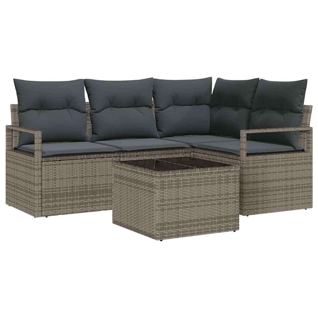 Bankstel met kussen met opslag 5 pcs Lichtgrijs poly rattan is nu te koop bij PeponiXL, paradijselijk wonen!