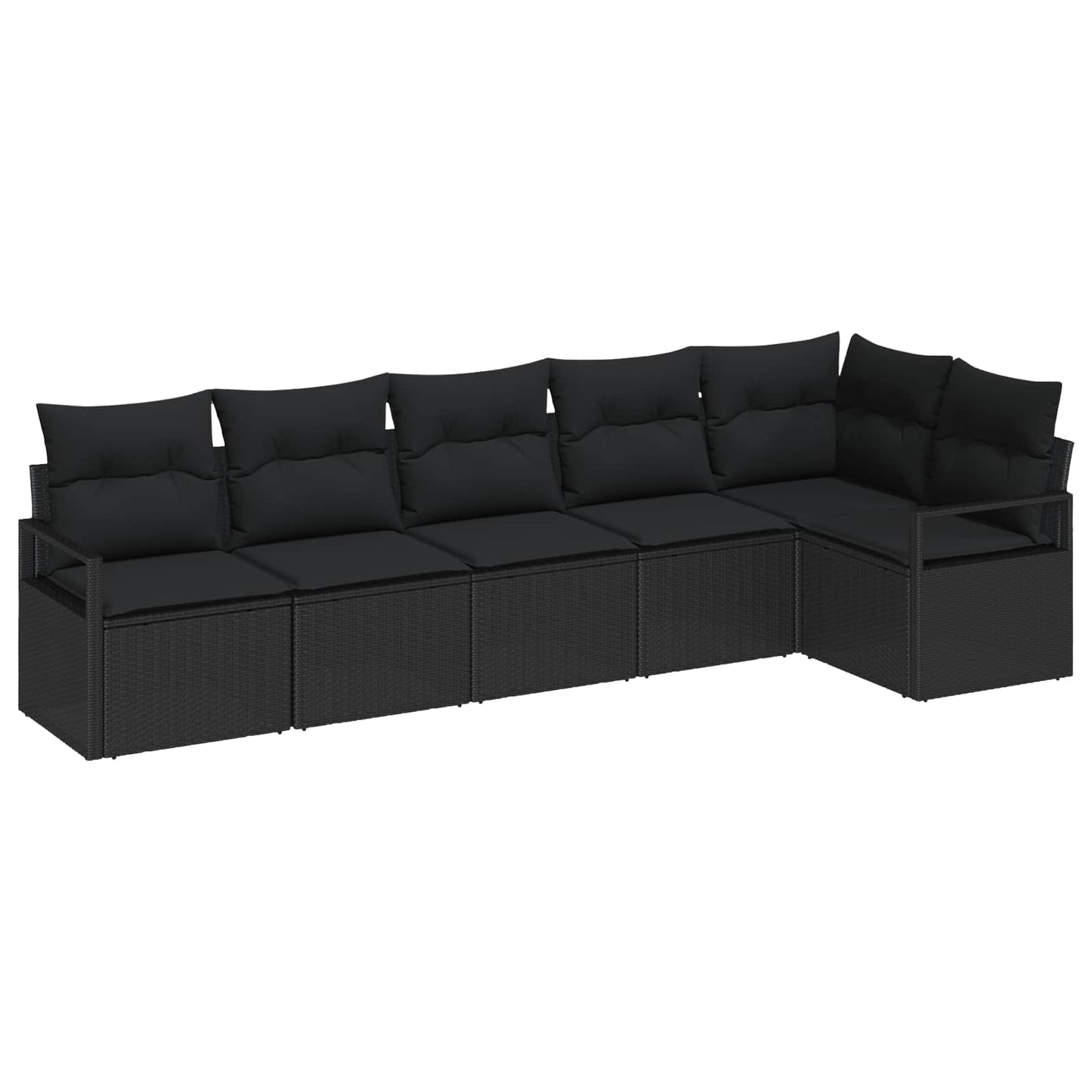 Tuinbankenset met kussen met opslag 6 pcs Zwart poly rattan is nu te koop bij PeponiXL, paradijselijk wonen!