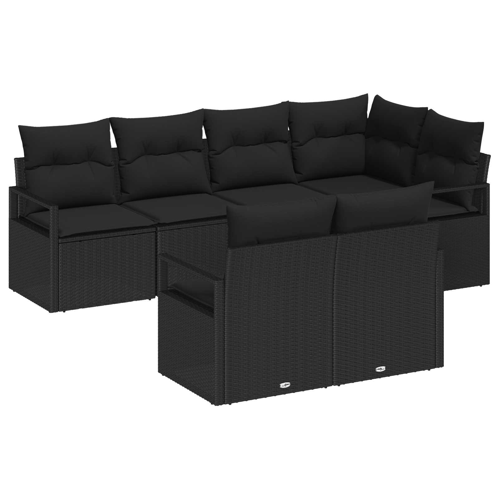 Tuinbankenset met kussen met opslag 7 pcs Zwart poly rattan is nu te koop bij PeponiXL, paradijselijk wonen!