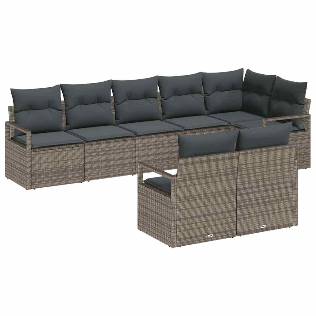 Tuinbankenset met kussen met opslag 8 pcs Grijs poly rattan is nu te koop bij PeponiXL, paradijselijk wonen!