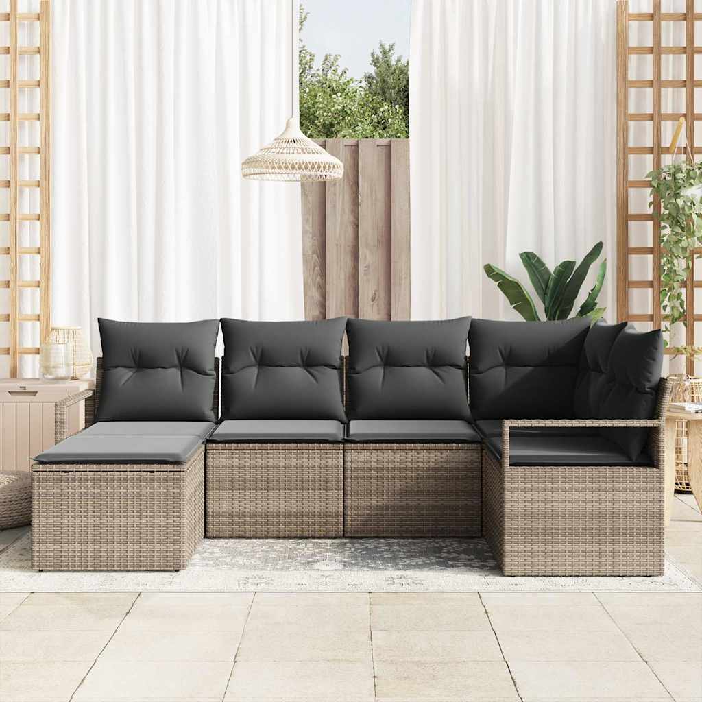 Bankstel met kussen met opslag 6 pcs Grijs poly rattan is nu te koop bij PeponiXL, paradijselijk wonen!