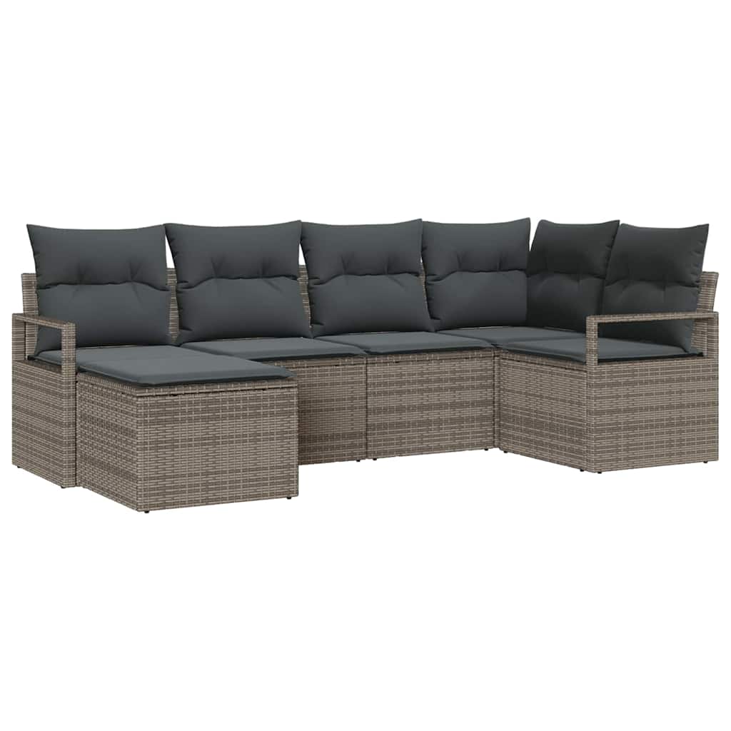 Bankstel met kussen met opslag 6 pcs Grijs poly rattan is nu te koop bij PeponiXL, paradijselijk wonen!