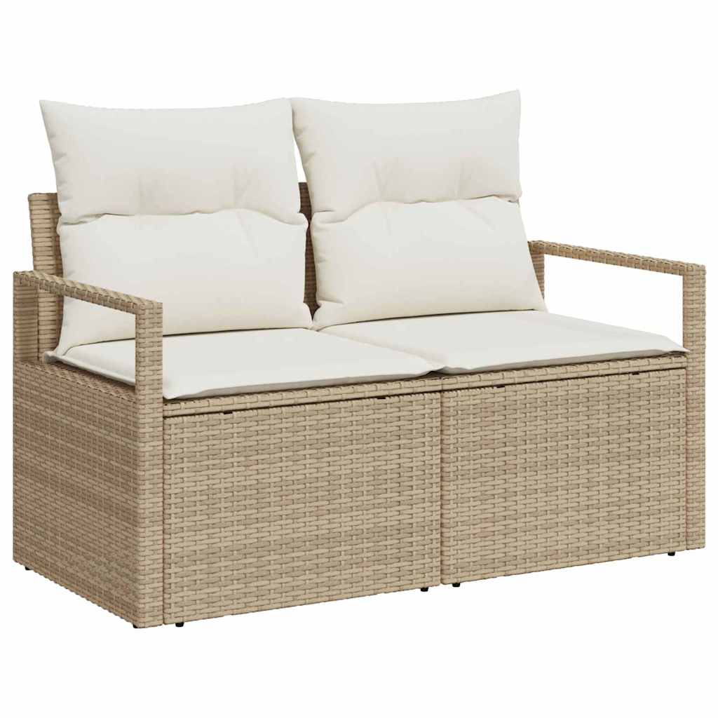 Bankstel met kussen met opslag 7 pcs Beige en Crème poly rattan is nu te koop bij PeponiXL, paradijselijk wonen!