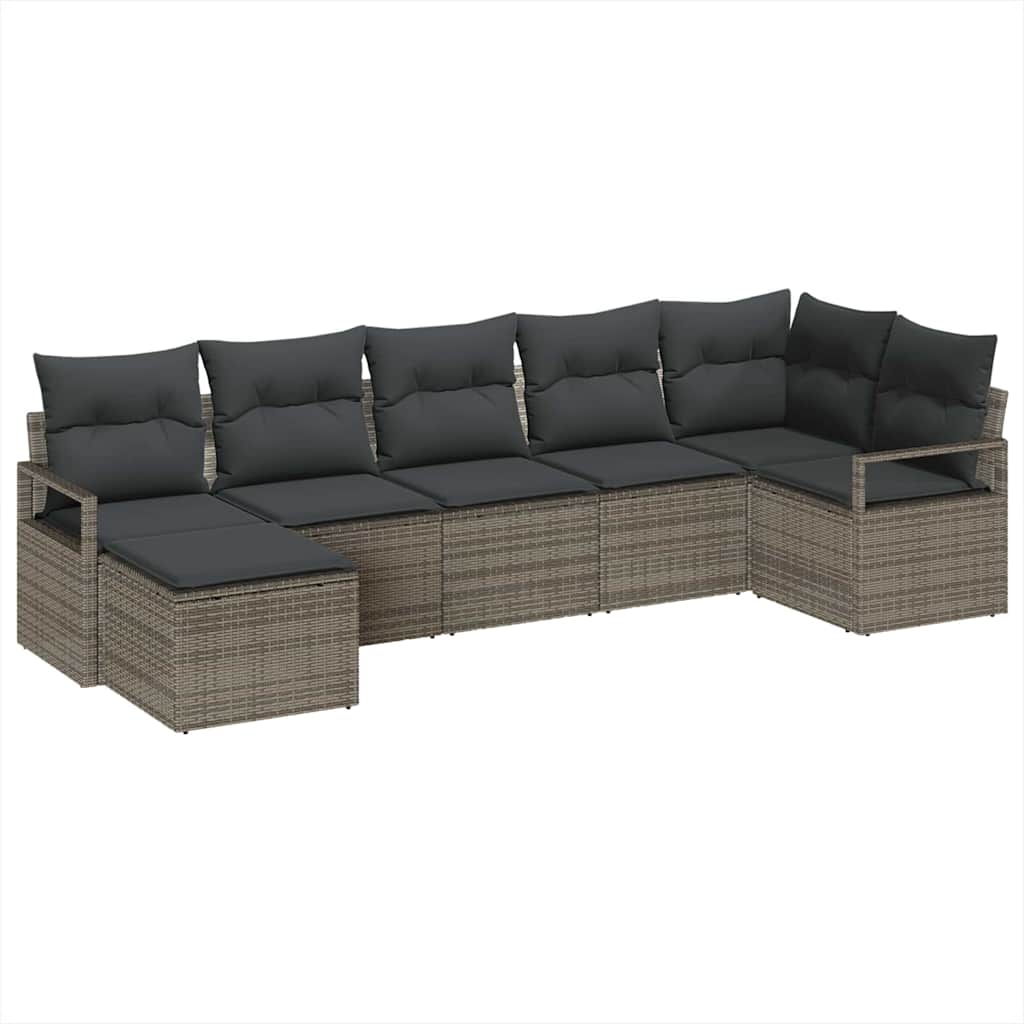 Bankstel met kussen met opslag 7 pcs Grijs poly rattan is nu te koop bij PeponiXL, paradijselijk wonen!