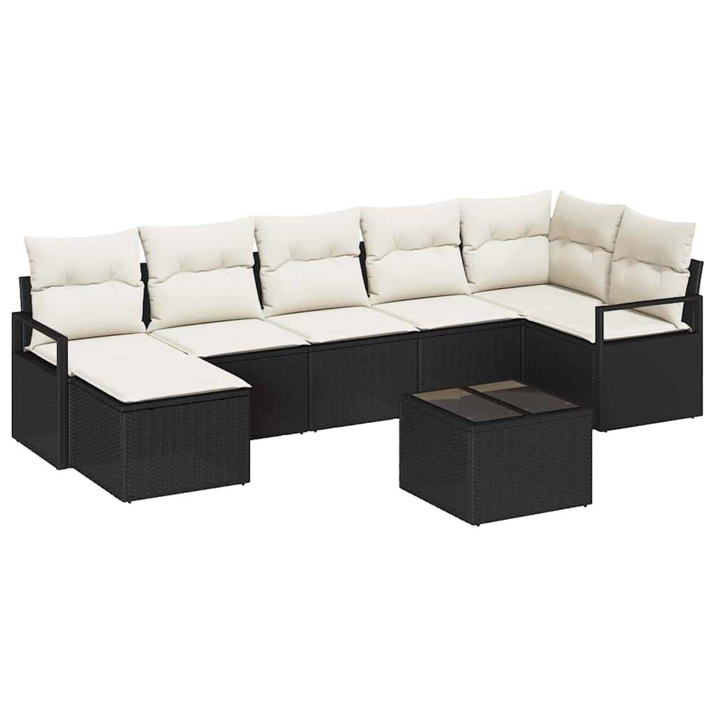 Bankstel met kussen met opslag 8 pcs Bruin en Crème poly rattan is nu te koop bij PeponiXL, paradijselijk wonen!