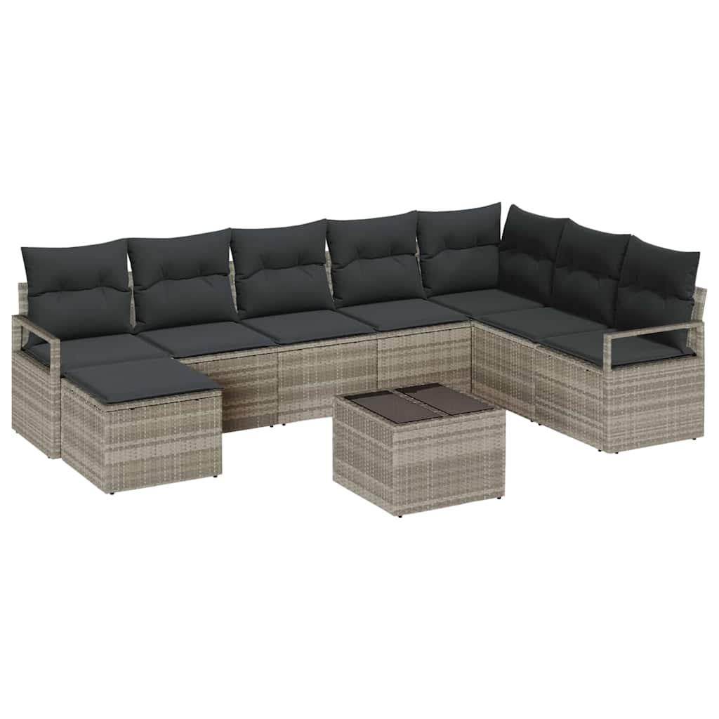 Bankstel met kussen met opslag 8 pcs Lichtgrijs poly rattan is nu te koop bij PeponiXL, paradijselijk wonen!