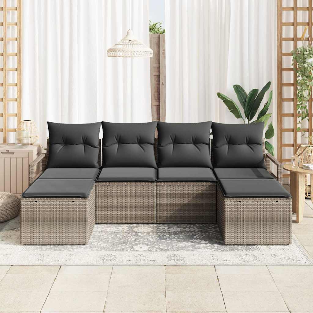 Bankstel met kussen met opslag 6 pcs Grijs poly rattan is nu te koop bij PeponiXL, paradijselijk wonen!