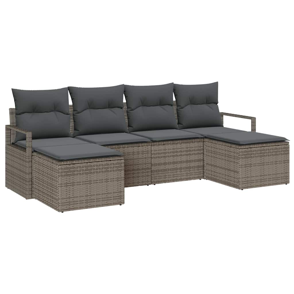 Bankstel met kussen met opslag 6 pcs Grijs poly rattan is nu te koop bij PeponiXL, paradijselijk wonen!