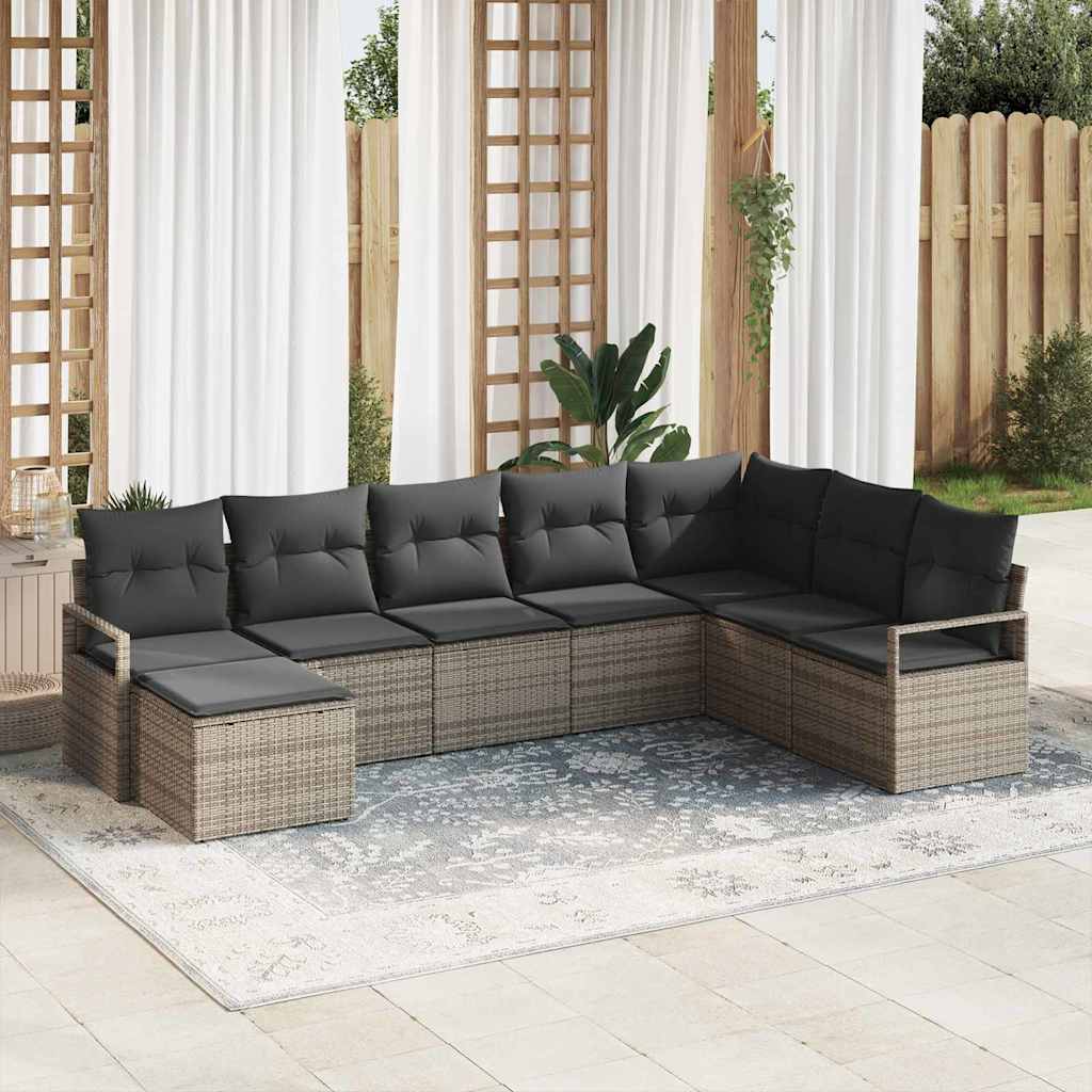 Bankstel met kussen met opslag 8 pcs Grijs poly rattan is nu te koop bij PeponiXL, paradijselijk wonen!