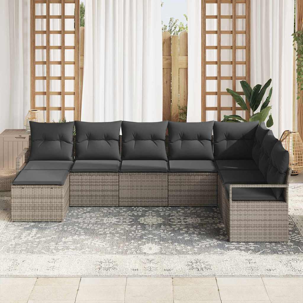 Bankstel met kussen met opslag 8 pcs Grijs poly rattan is nu te koop bij PeponiXL, paradijselijk wonen!